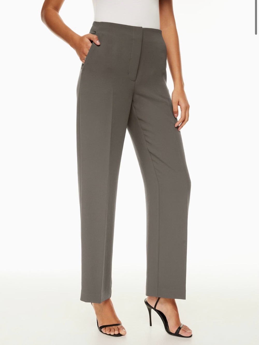 Aritzia Wilfred Women’s Sonata High-Rise Wide-Leg Pants Peppercorn Grey Sz 2